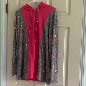 Colorful Women's Hoodie with Gray and Pink Accents